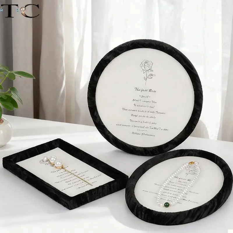 Romantic Rose Pattern Fabric Jewelry Tray for Displaying Ring Necklace Bracelet Earring Dressing Table Desktop Jewelry Holder