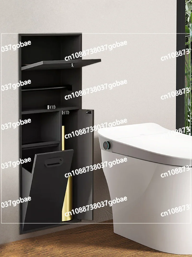 Stainless Steel Niche Embedded Toilet Wall Storage Rack Toilet Brush Bathroom Metal Trash Can Embedded Cabinet