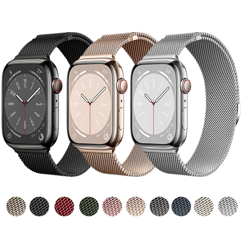 

Новый магнитный ремешок «Миланская петля» для Apple Watch Ultra 49 мм, металлический браслет из нержавеющей стали для IWatch Series 8 7 SE 6 5 4, ремешок для часов
