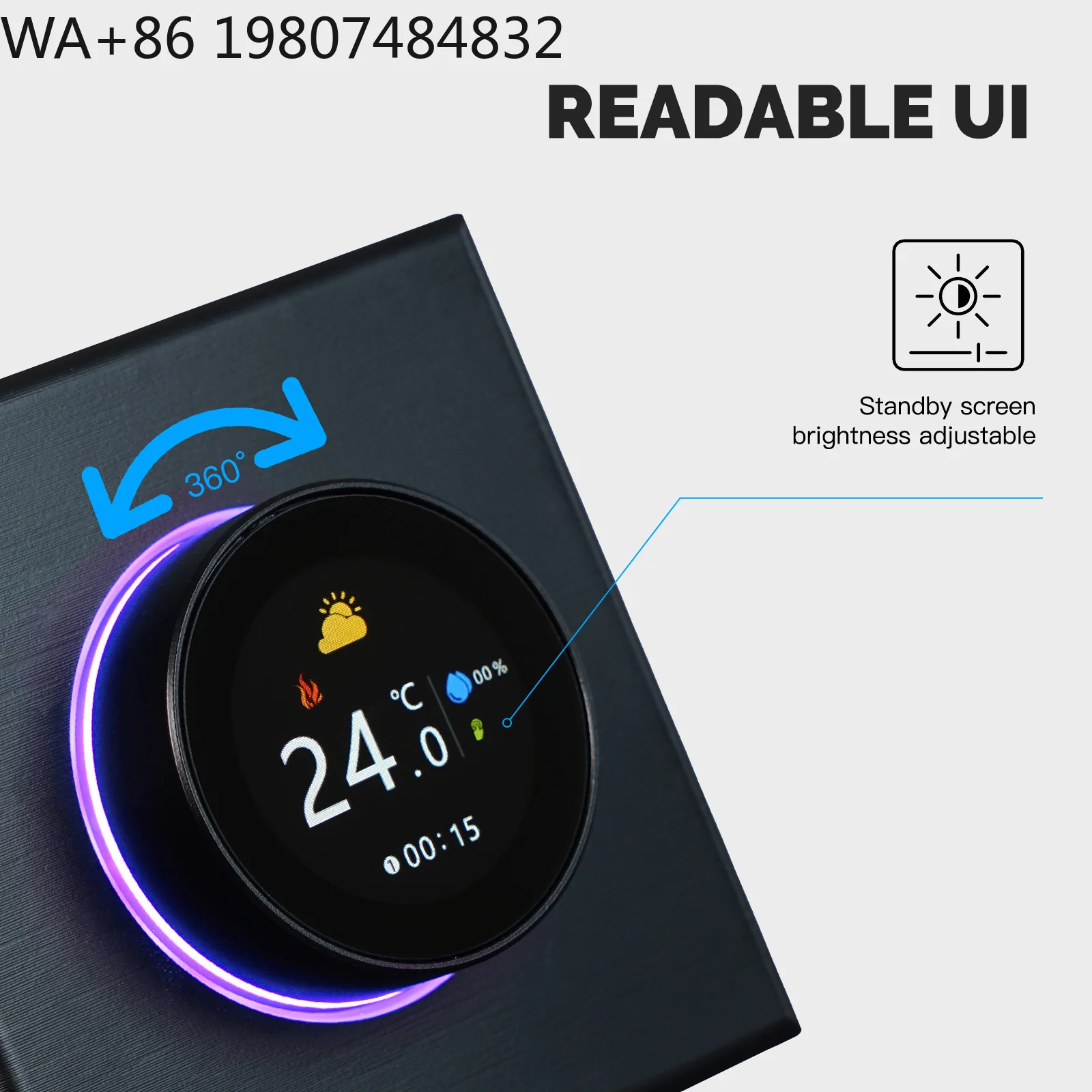 Modern WiFi Rotary Knob Programmable Temp Regulator Gas Boiler Underfloor Water Warm System Alexa Google Voice Home Hotel Panel