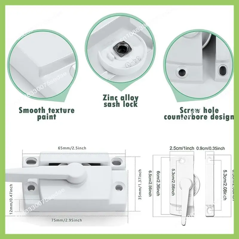 Y19A raambandslot, Cam Action wit raamslot, raamgrendel met vaste gegoten, geschikt voor schuiframen, eenvoudige installatie