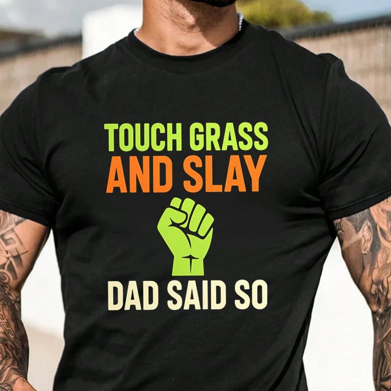 

Мужская футболка с графическим принтом Touch Grass And Slay, модная повседневная футболка в уличном стиле для путешествий и занятий спортом