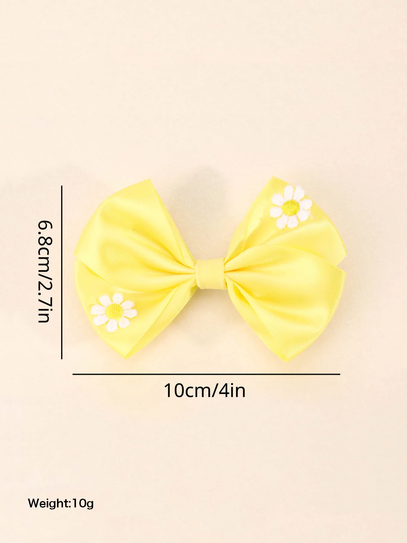 2pc Daisy Pattern Hair Bow Clip for Women Yellow Ribbon Knotted Alligator Hair Clips Women Girls Headwear Hair Accessories