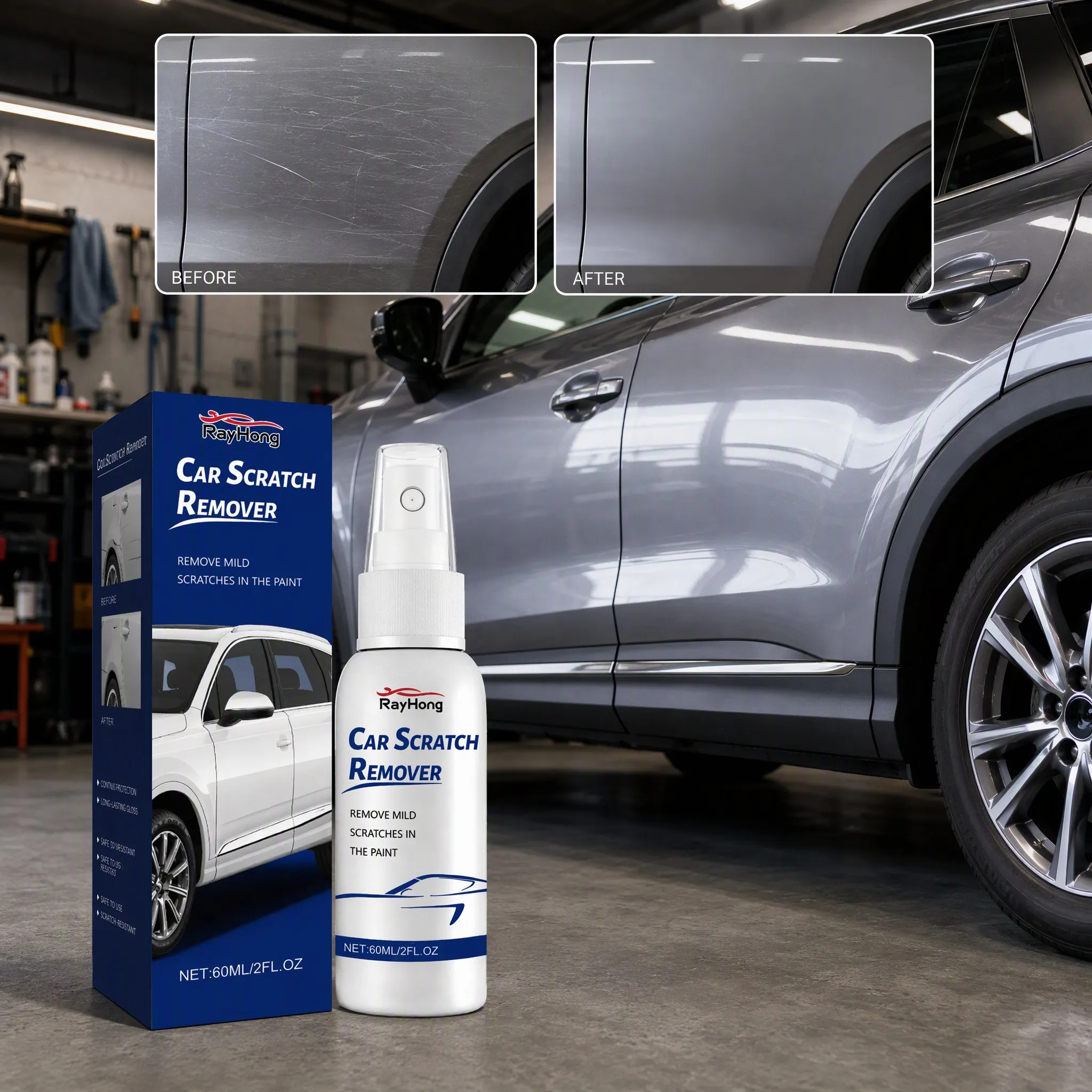 Car Scratch Care Spray - Car Paint Scratch Mirror Brightening Cleaning Care Coating Agent, Clear Coat Scratch Repair Spray for Minor Swirl Marks, Hydrophobic Ceramic Shine Polish, Paint Protection Restorer, Mirror Gloss Spray for Most Vehicle Paint Colors