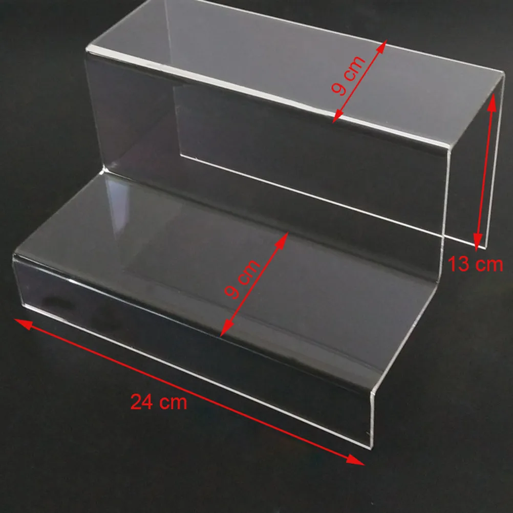 2-Tier Acrylic Makeup Display Stand – Clear Stepped Organizer for Brushes, Foundations, Eyeshadows, Blush & Bronzer