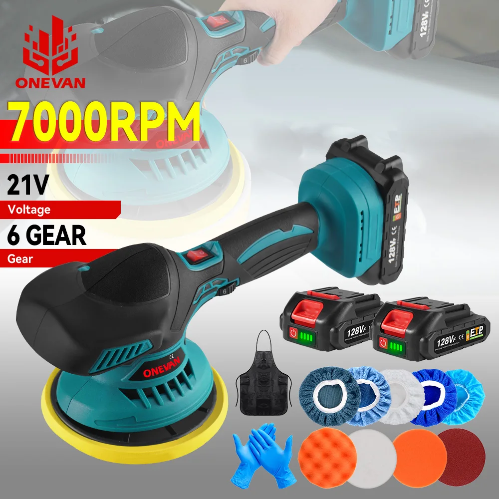 21V Electric Car Polisher 7000rpm Cordless Car Automotive Polisher 6 Gear Adjustable Polishing Power Tool For Makita 18V Battery