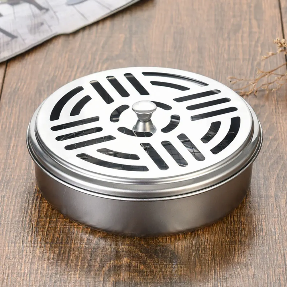 

4Pcs Box Stainless Steel Hollow Round Incense Holder Fireproof Household Case Burner for Bedroom Living Room