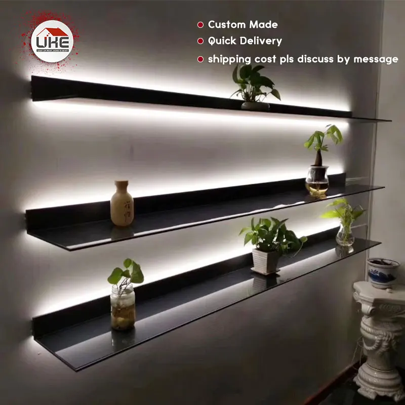 Italy Minimalism Wall Mounted LED Light Display Shelf  for Living, Kitchen,Study Room