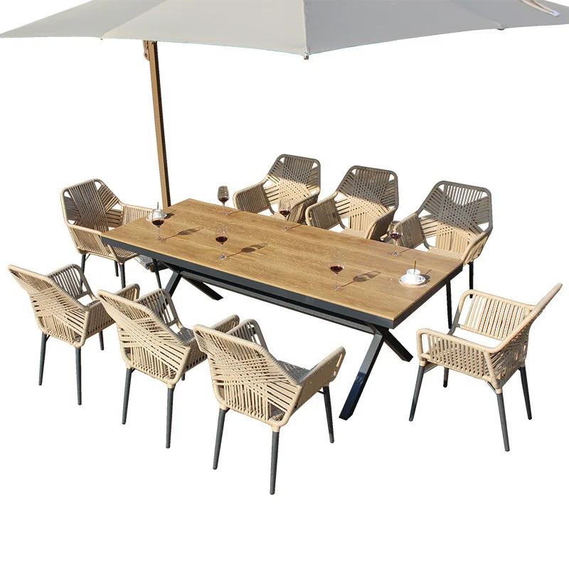 

Outdoor tables and chairs with umbrella combination rattan villa courtyard balcony tables and chairs outdoor waterproof garden