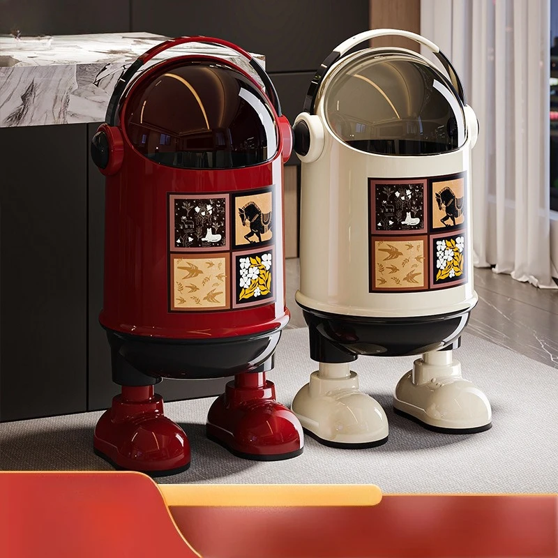 Mid Century Style Trash Can Premium Floor Standing Large Capacity Living Room Bedroom Kitchen Storage Office Kitchen Household