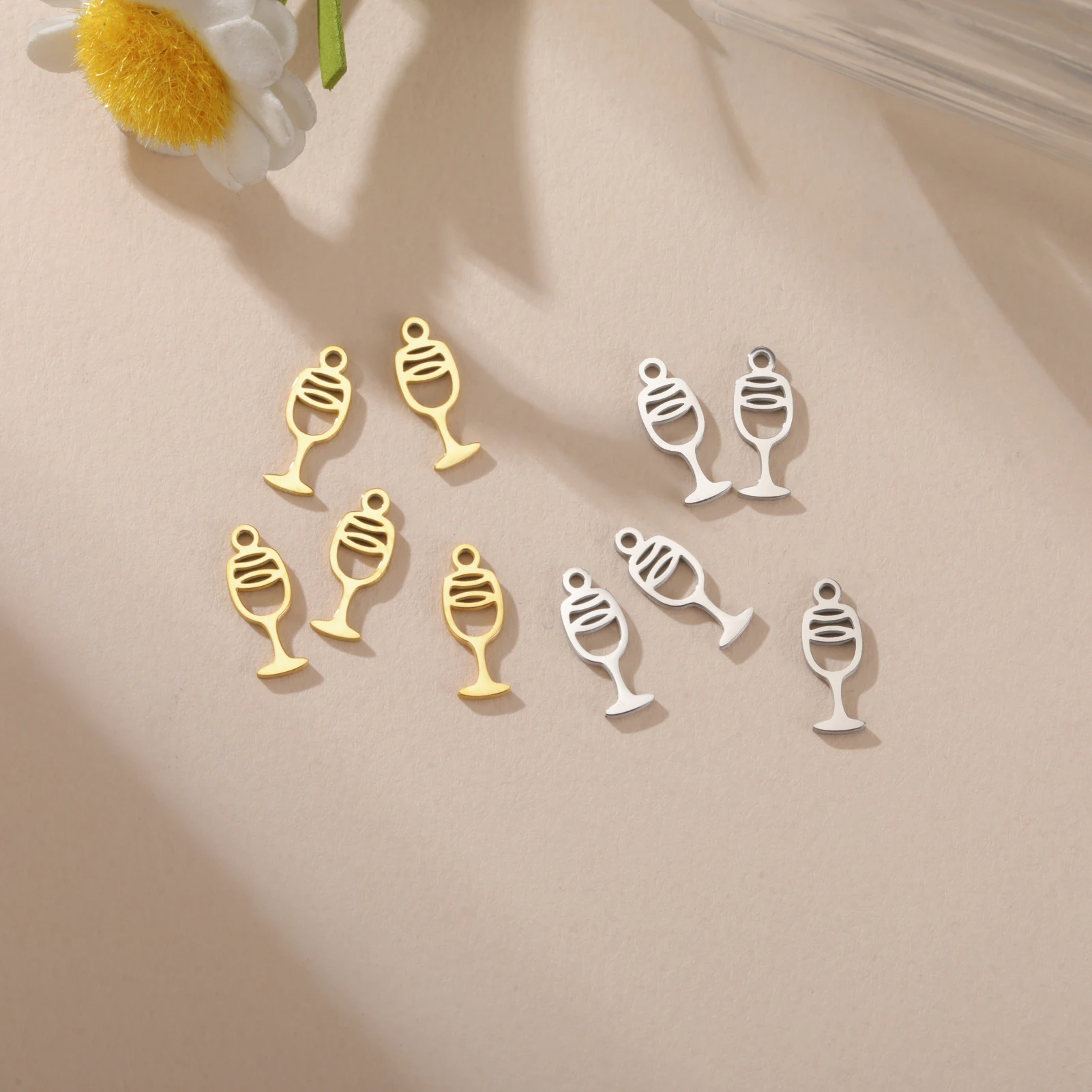 5pcs/Lot Tiny Wine Glass mini Pendant  Stainless Steel Charms for DIY Jewelry Bulk Order Available