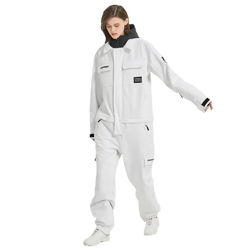 New Snowboard One-piece Ski Suit Professional Waterproof Jacket Couple Snowboard Jumpsuits Set Men Women Snow Wear