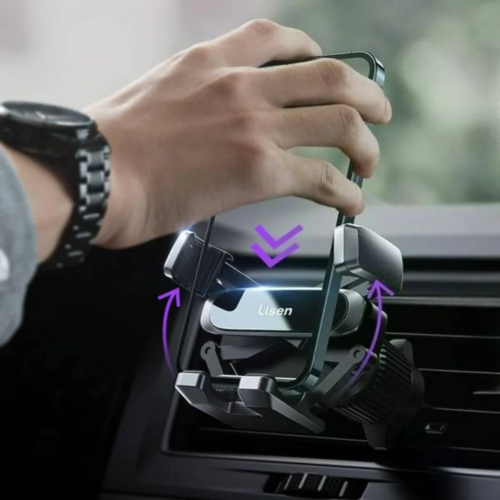 

Универсальное автомобильное крепление для телефона LISEN, складная гравитационная переноска с металлическим зажимом-крючком, совместимая с iPhone, Samsung, huawei, xiaomi...