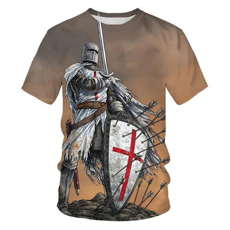 Knights Templar 3D Print T-shirt Fashion Streetwear Tees Men Woman Short Sleeve T Shirts Oversized Hip Hop Harajuku Kids Tops