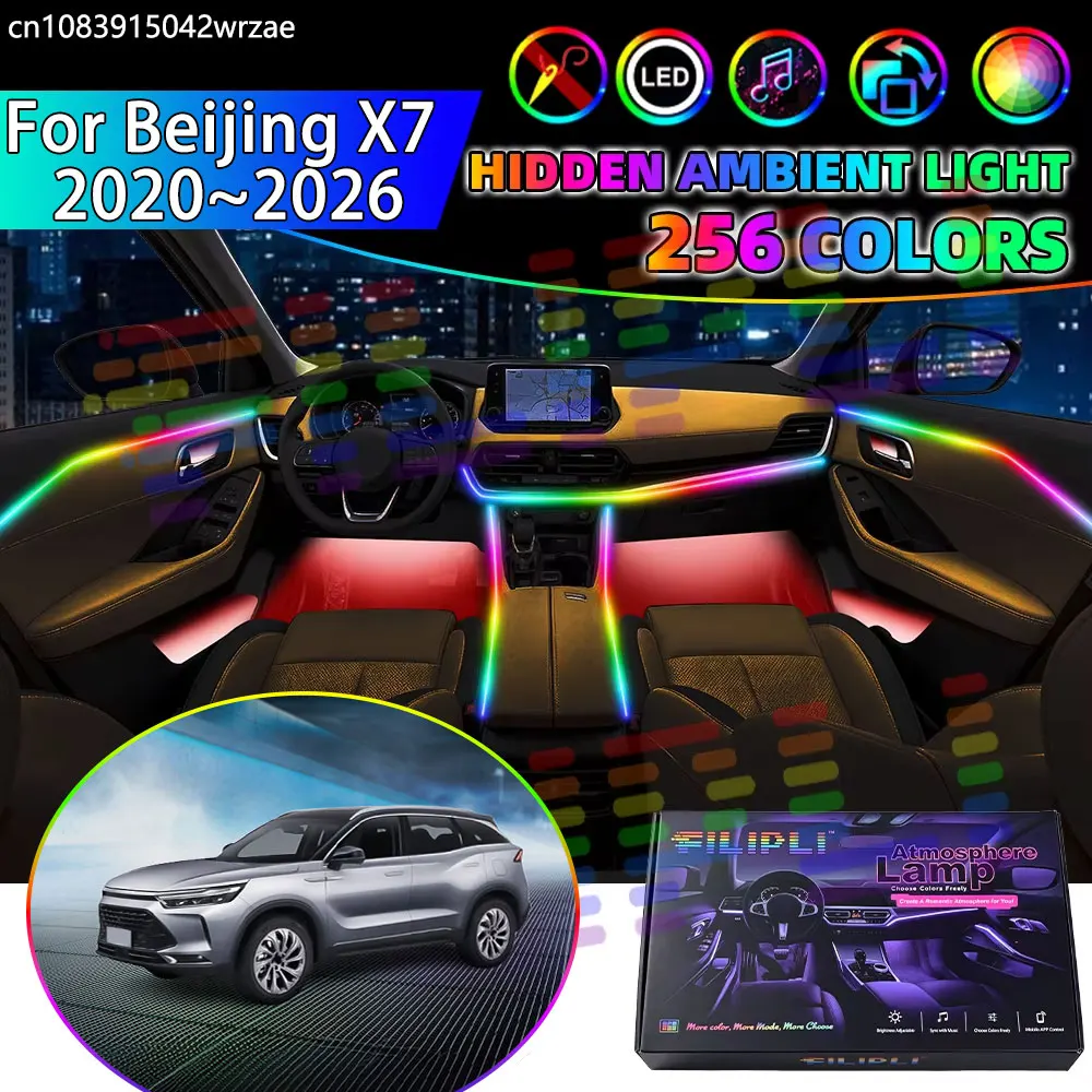 For Beijing X7 2020~2026 2021 2022 X75 RGB Car Interior Ambient Lights Strips Breathing Lighting Kit App Control LED strips Auto