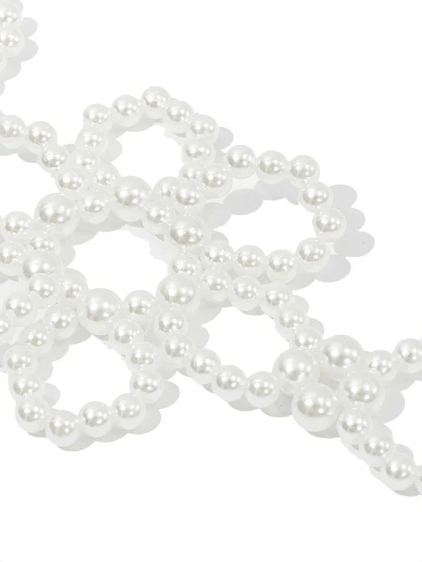 

Women's Summer Belt Simple Casual Flower Buckle Elastic Pearl Thin Waist Chain