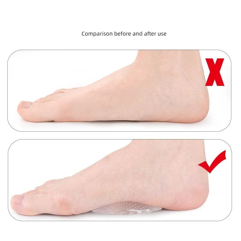 Comfortable Flat Arch Support Pad, Anti-Slip Honeycomb Half-Yard Insole for All-Day Relief