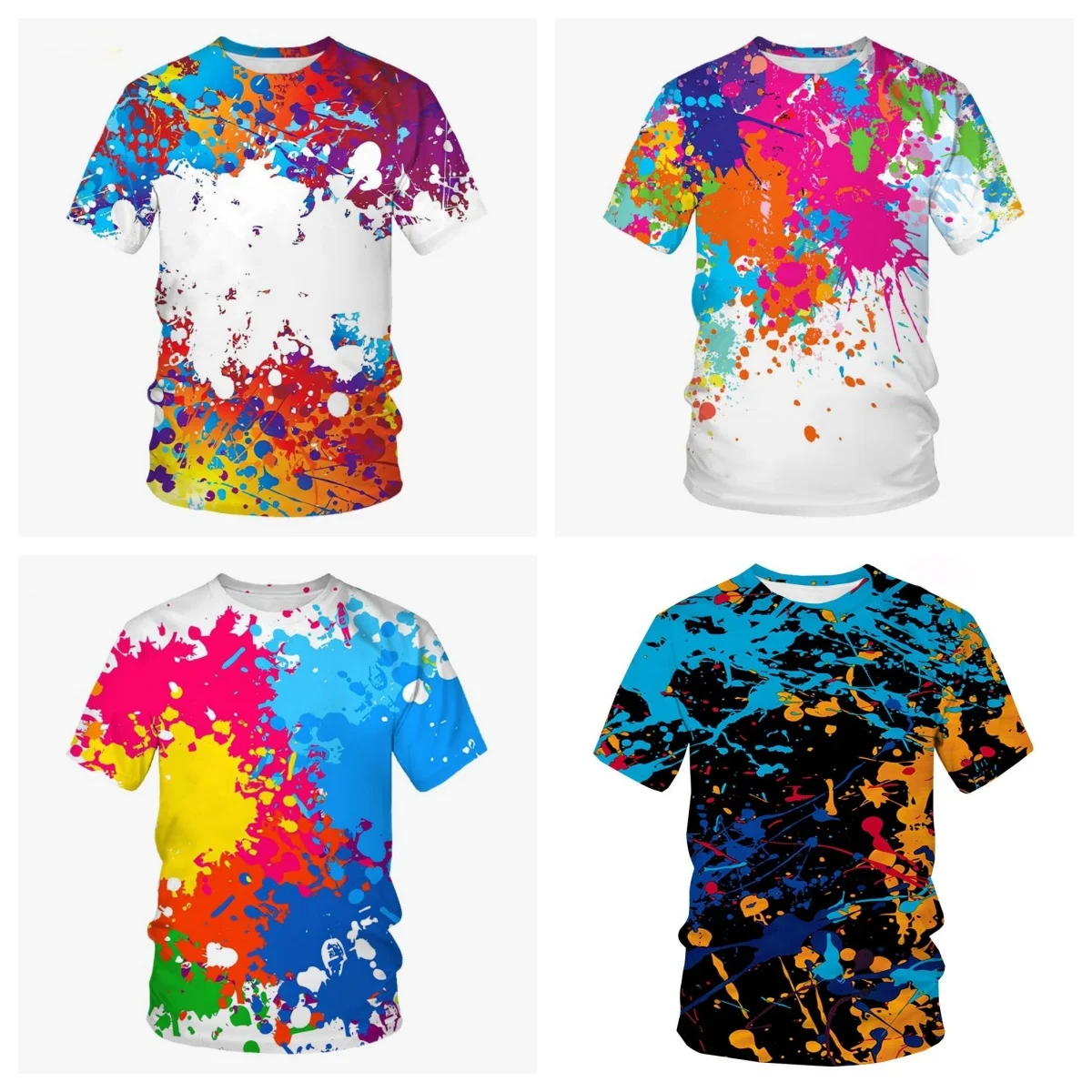 Summer Clothes Tie Dye T-Shirts Graffiti Paint 3D Print Men's Shirts Short Sleeve Woman t-shirts Harajuku Kids Tshirt Boy Tops