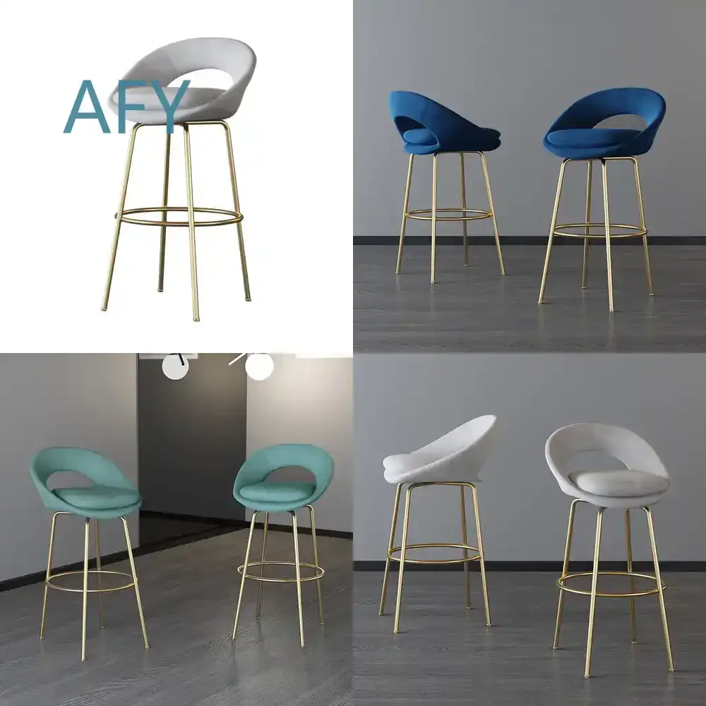 Modern Counter Height Bar Stools for Hotel Kitchen Dining Room Home Office Stainless Steel Frame Fabric Upholstered Bar Stool