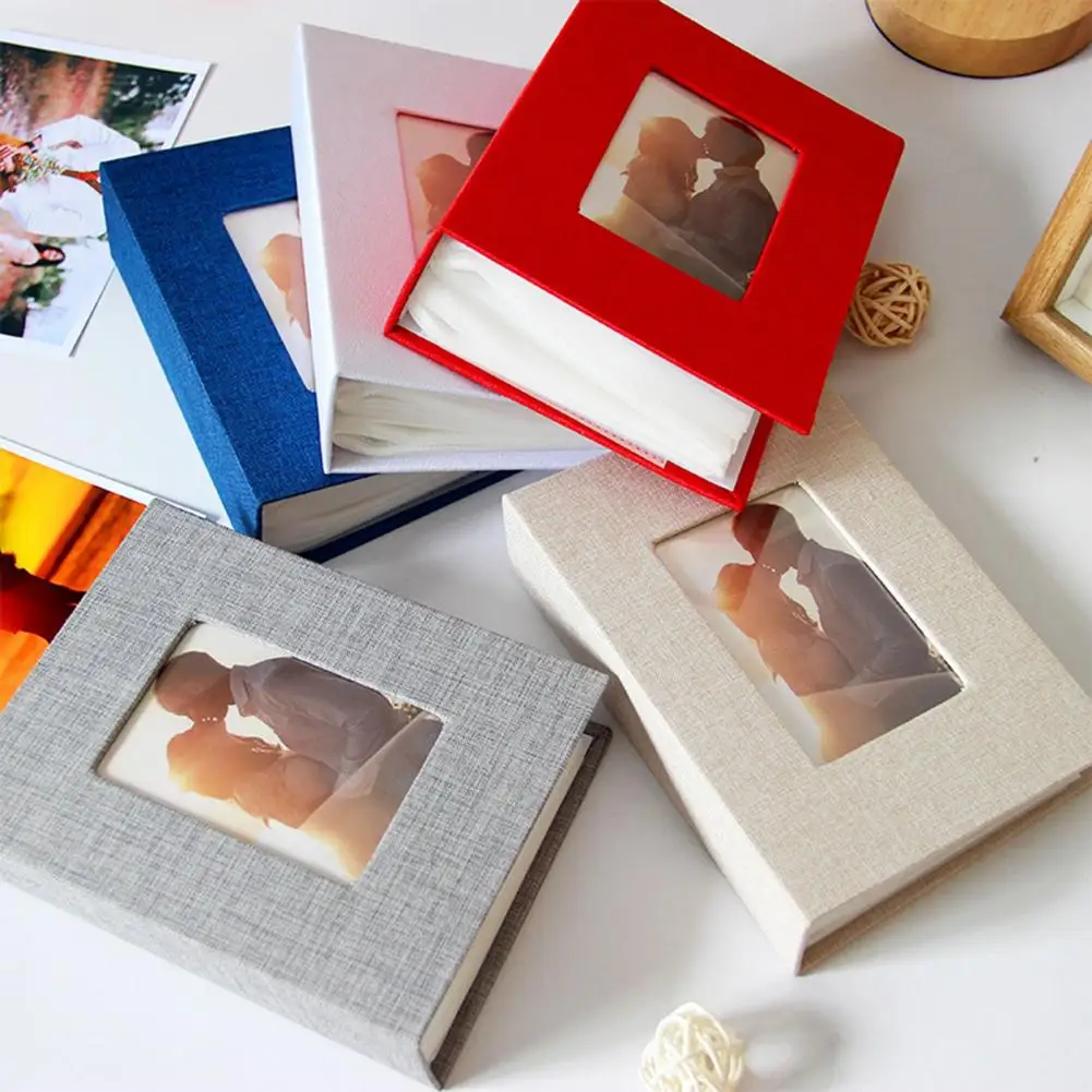 Portable Photo Album Linen Cover Slip-in Photo Album with 100 Pockets for 4x6-inch Pictures Ideal for Wedding Travel Family