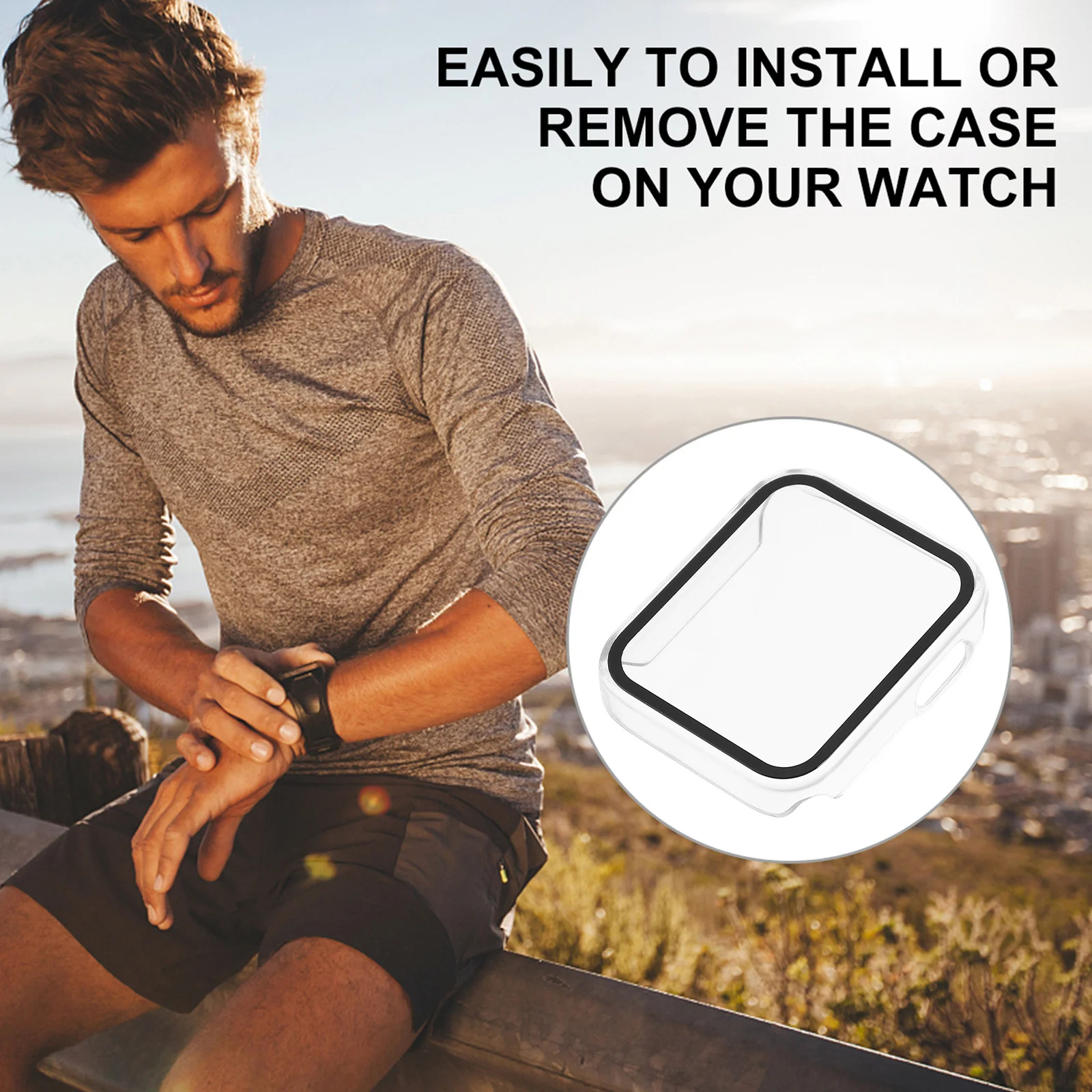 Защитный чехол для часов Встроенная защита экрана Прочное закаленное стекло для ПК Простая установка Полный охват