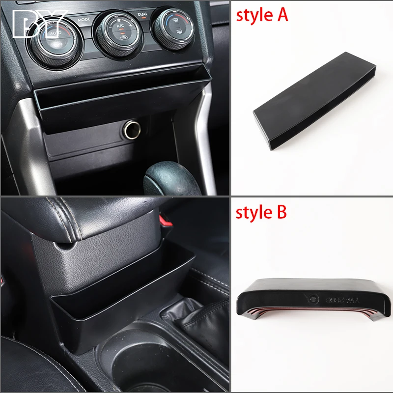 

For Subaru Forester 2013-2018 Car Armrest Box Front Storage Box Mobile Phone Tray ABS Black Storage Accessories