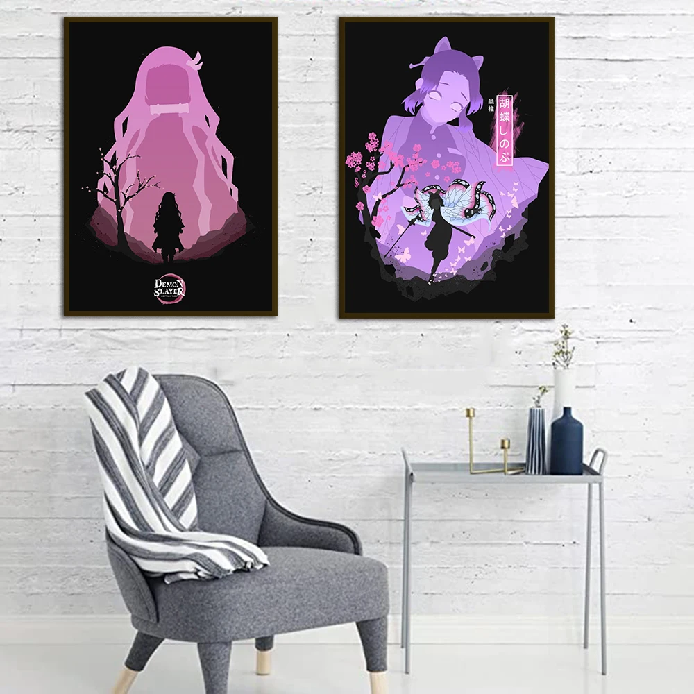 Anime Demon Slayer Canvas Poster Tanjiro Nezuko Home Wall Art Painting Print Pictures Kids Bedroom Living Room Decor Mural Gifts