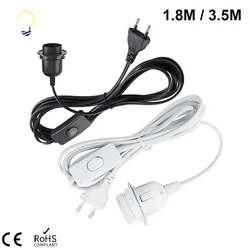 1.8/3.5m Power Cord Cables E26 E27 Half Teeth Lamp Base Holder With Switch Wire EU Plug For Pendant Led Bulbs home Hang lamp