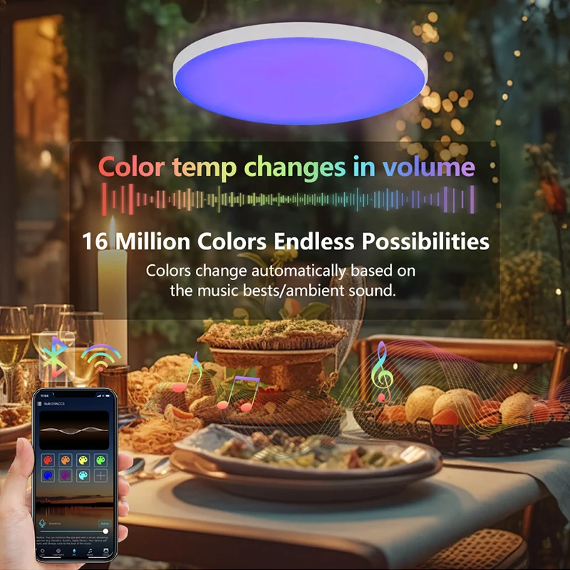 MARPOU RGB Smart Lamp led ceiling light With alexa Google Voice Control App Remote control Ultrathin led lights for room Bedroom