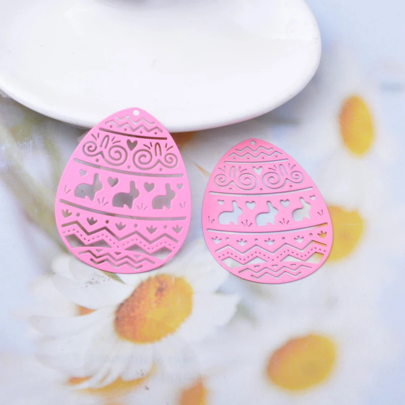 20 Stück AB7597 Messing Goldene Ovale Osterhase Liebesmuster Anhänger Bunte Charms DIY Schmuck Ohrringe Herstellung – Detail 5