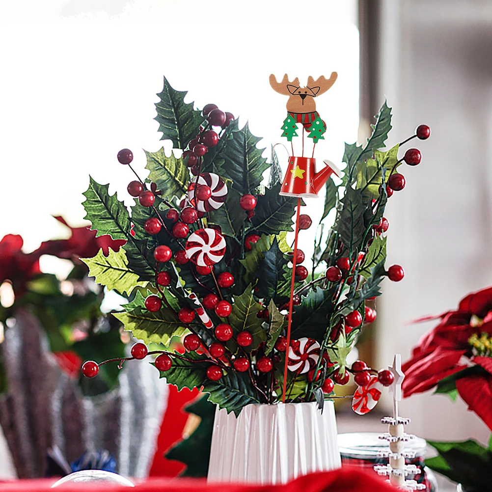 

3 Pcs Christmas Decorations Indoor Flower Pot Metal Sign Garden Stakes Yard Decorative