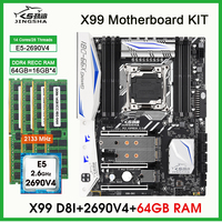JINGSHA X99 D8I Motherboard LGA2011-3 kit xeon e5 2690 v4 cpu processor and 64GB  (4*16gb) 2133MHz ddr4 memory kit placa mae F8