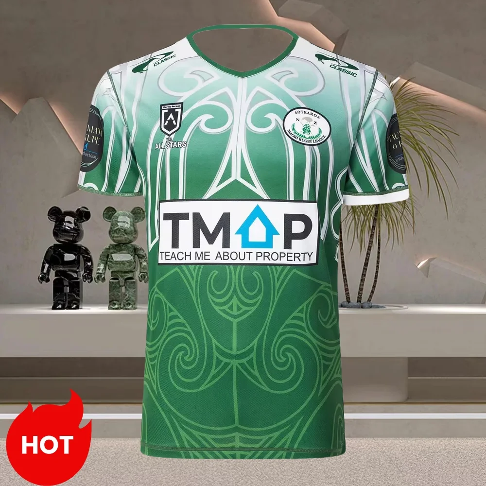 

2025Hot Selling Māori All Stars Mens Rugby Jersey Youth Kids Breathable Training Unisex Football Motorcycle Quick Drying Uniform