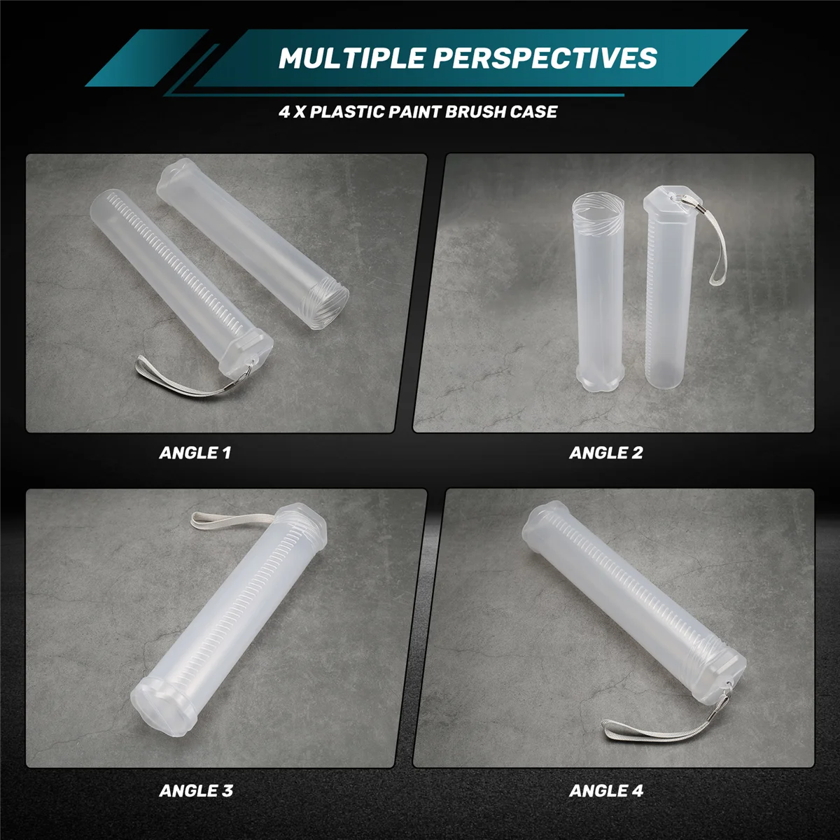 BVBV Paquete de 4 estuches de pinceles de pintura de plástico extensibles, tubo de soporte de pincel de pintura largo transparente, contenedor de lápices de almacenamiento