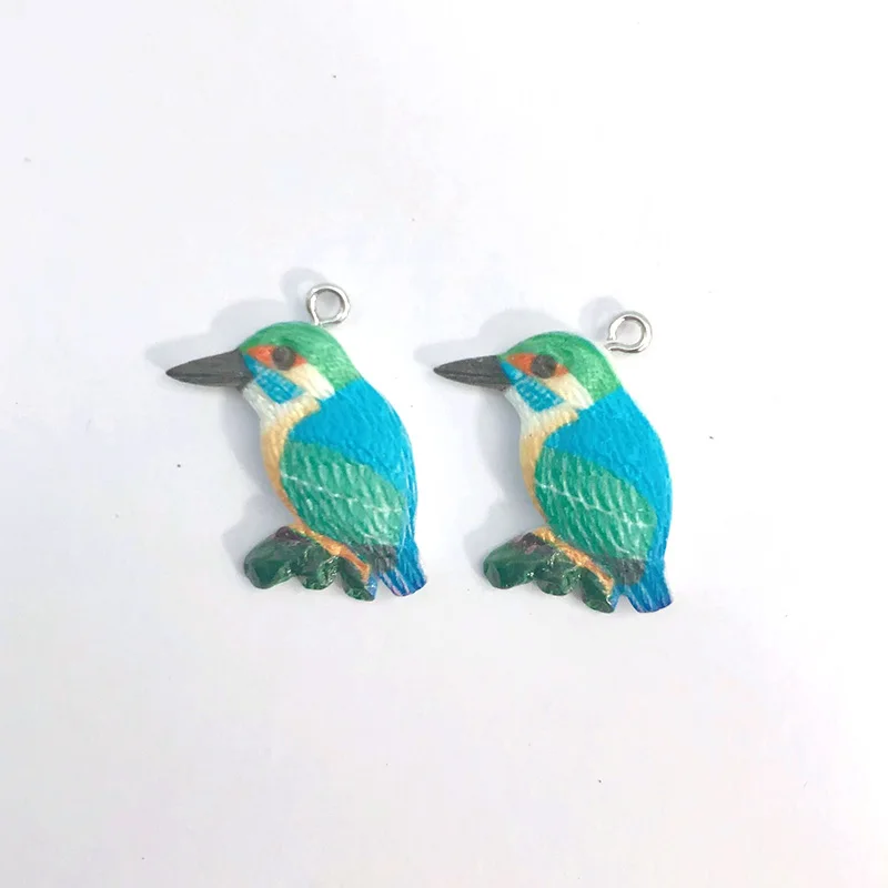 10pcs Bright Sparrows Parrots Hummingbirds Resin Charms Cartoon Bird Animal Small Pendant Diy Crafts For Earring Jewelry Make