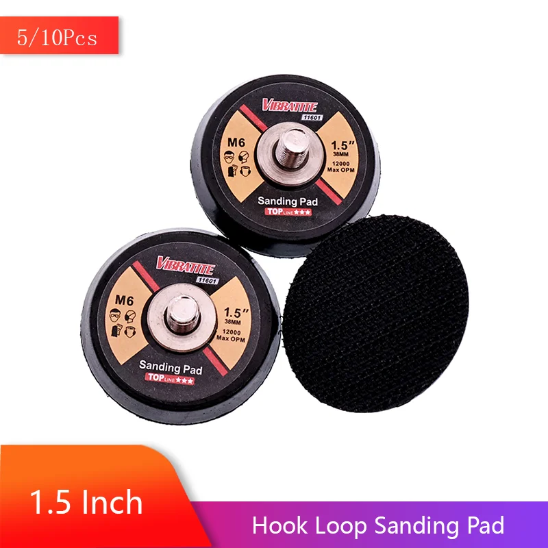1.5 Inch Hook and Loop Sanding Pad Kit 5/10 Pcs M6 Thread Maximum Rotational Speed 12000 MAX for Grinding and Polishing
