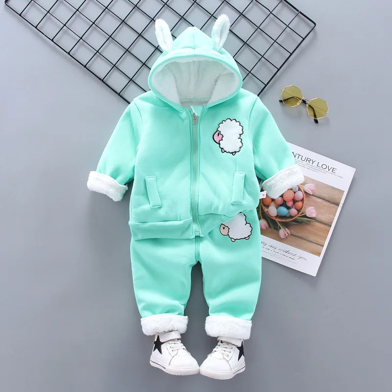 Herbst-Winter-Kleidungsset für Jungen und Mädchen, Kinder-Plüschanzüge, lässige, warme, dicke Outfits mit Cartoon-Bären-Motiv, Trainingsanzug für 0-5 Jahre – Detail 14