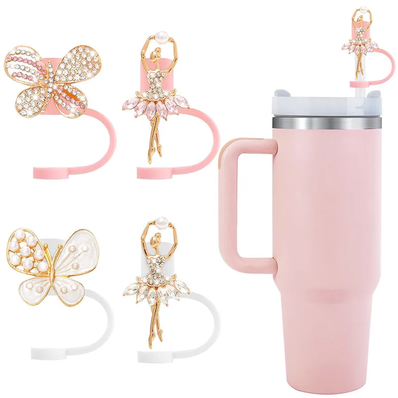 4pcs 8/10mm Ballet Style Silicone Straw Covers Cap Compatible With 30&40 Oz Tumbler Dust-proof Straw Toppers For Stanley Cup