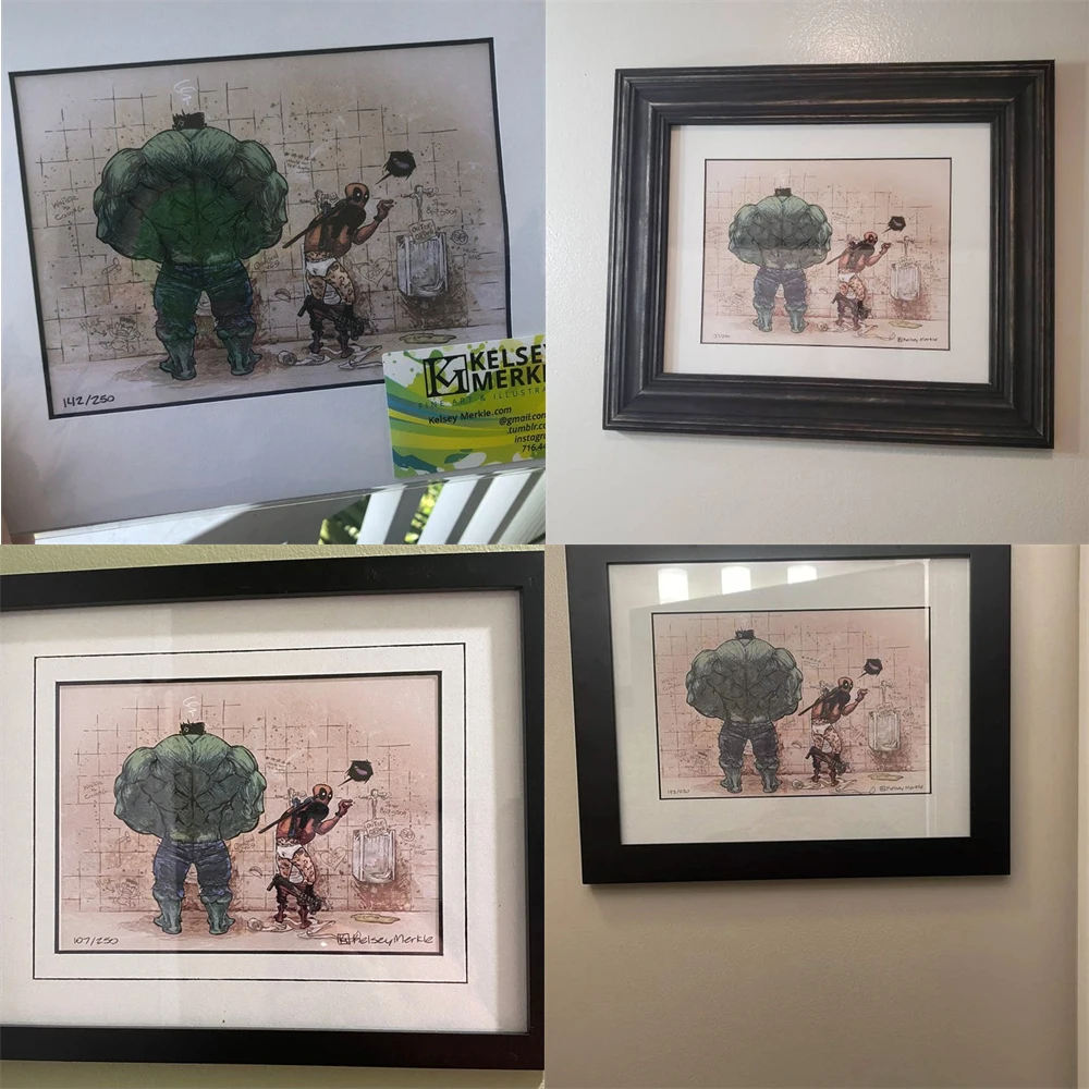 Bathroom Wall Art Decor Funny Superhero Hulk And Deadpool In The Toilet Poster Avenger Retro Canvas Painting Home Decor