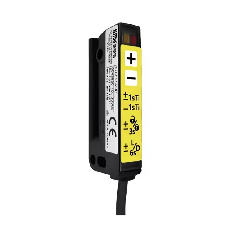 KJT-FS3-40NT M8 PNP NPN Metal Housing Sensor for Paper Labels, PU, PVC, Matte Silver Labels, and Transparent Labels.