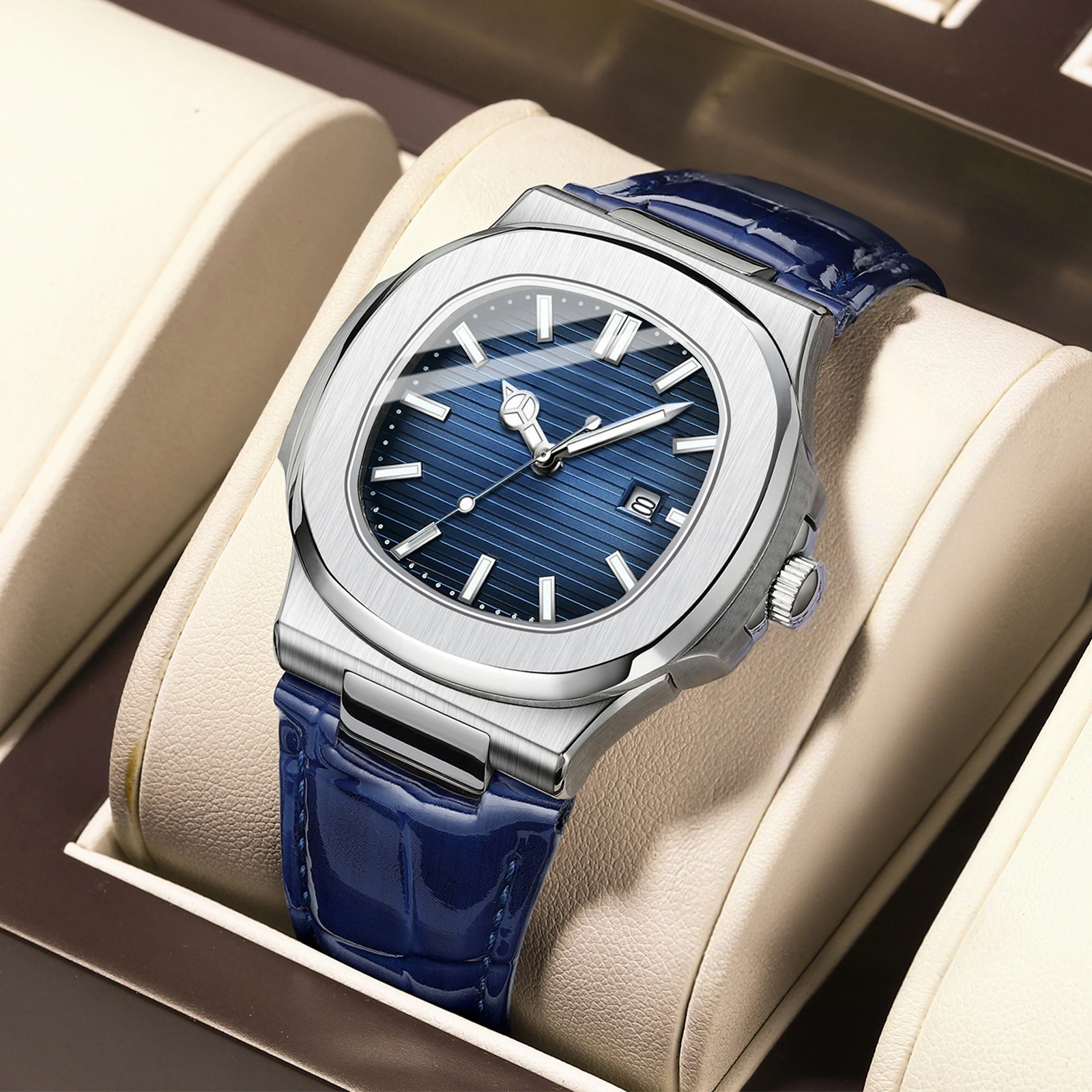 

Модные мужские наручные часы в минималистском стиле, деловые трендовые мужские часы с календарем, подходящие для повседневной одежды