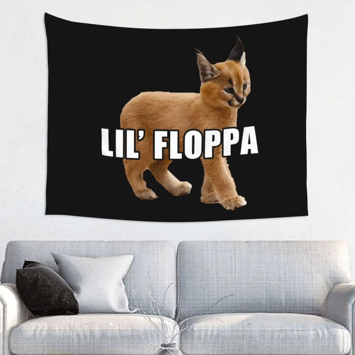 Custom Floppa Peeker Meme Tapestry Wall Hanging for Living Room Custom Hippie Funny Caracal Cat Tapestries Room Decor