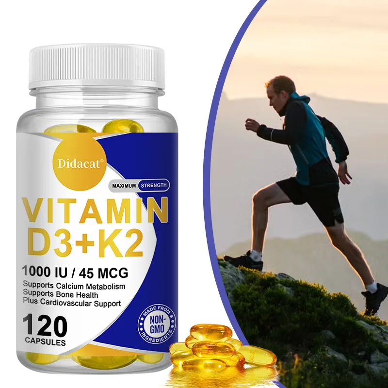 Vitamina D3, vitamina K2, suplemento dietético para huesos, dientes, músculos y salud inmunológica, 30/60/120 cápsulas