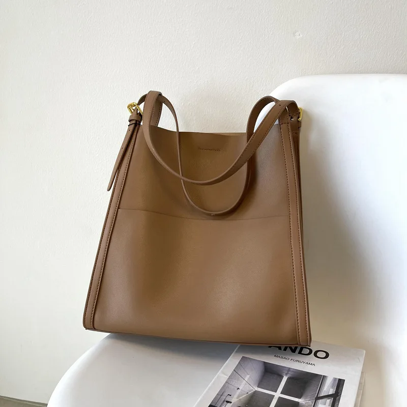 

2023 New Women Bag Female Luxury Shoulder Bags Lady Soft 100% Cowhide Genuine Leather Large Design Tote Bucket Handbags