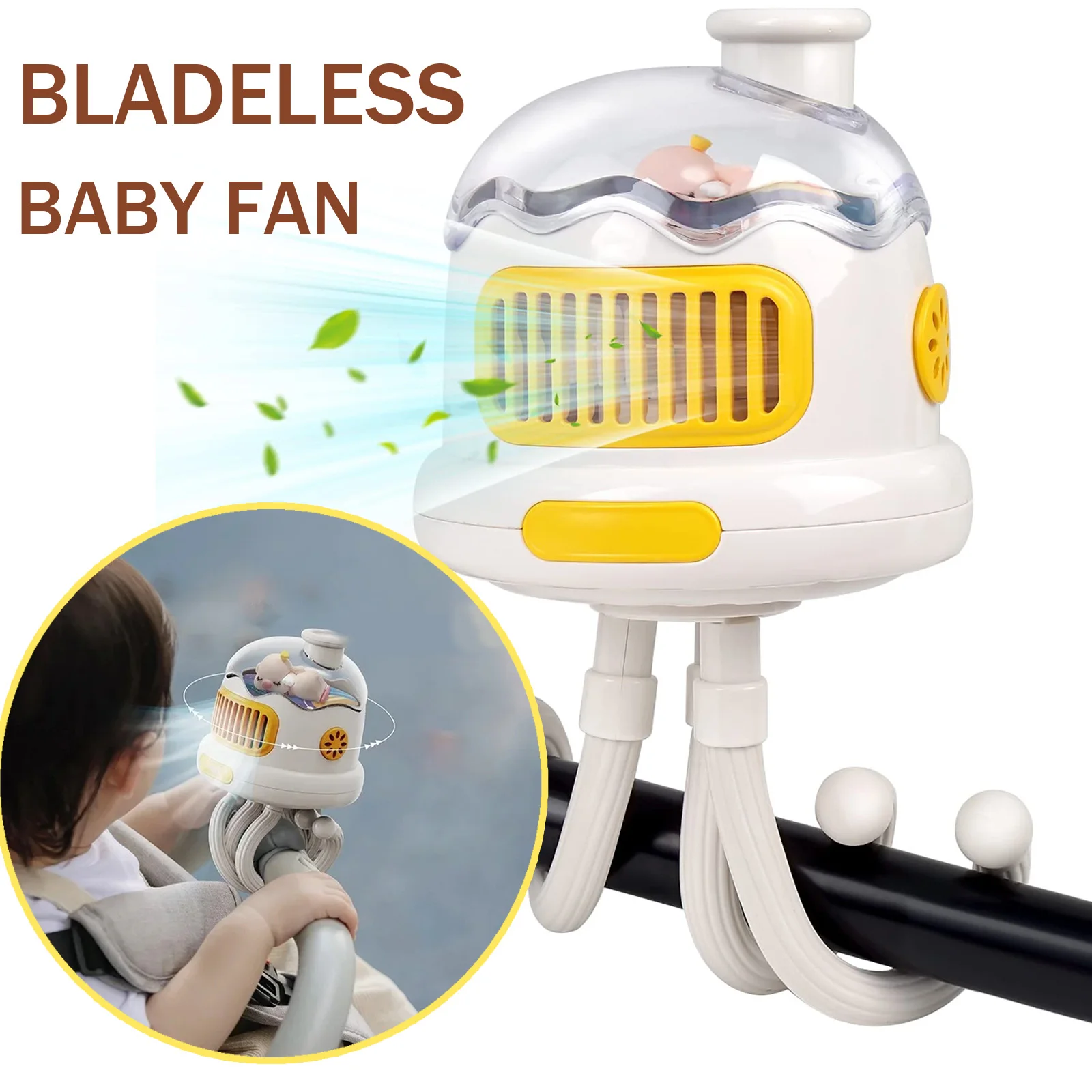 

Cute Baby Stroller Fan Clip,3 Speeds,Rechargeable Battery,Rotatable Handheld Portable Air Conditioner for Car Seat Crib Bike