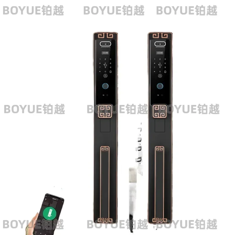 Smart Fingerprint Door Lock with 3D Face Recognition and Visual Peephole Electronic Password Anti Theft Security System for