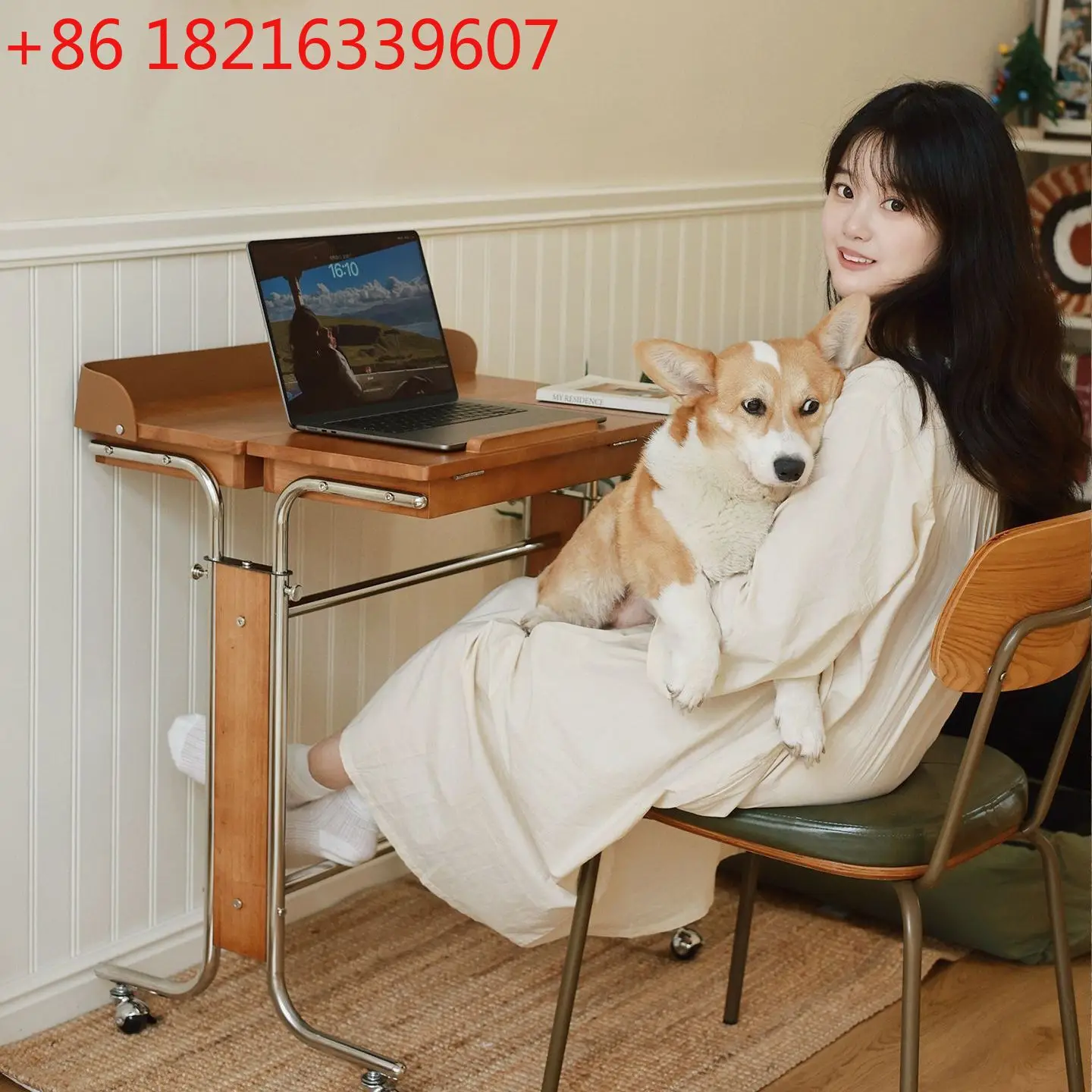 YAO Light Luxury Office Computer Desk Simple Liftable Desk Solid Wood Bay Window Splicing Bedside Tables Modern Movable Work Des