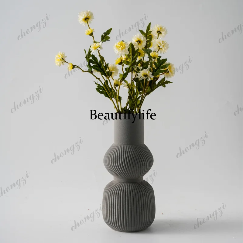 A95 print ceramic relief rose pattern geometric vase home living room flower ornament