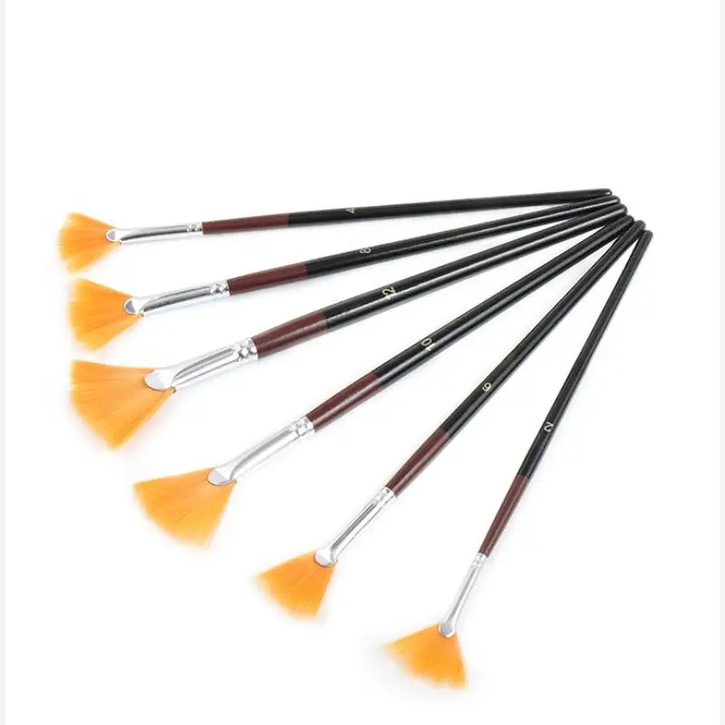 6Pcs Oil Acrylic Paint Brushes Fan Paint Brushes Nylon Hair Watercolor Fan Artist Brushes For Acrylic Watercolor Painting