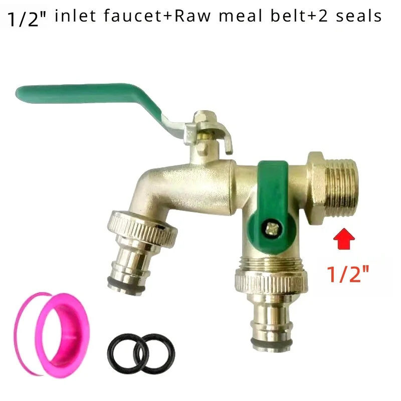 1Pc Zinc Alloy Two-Way Garden Faucet, Quick Connect Faucet, Wall Mounted Outdoor Faucet for Lawn Irrigation, Garden Watering